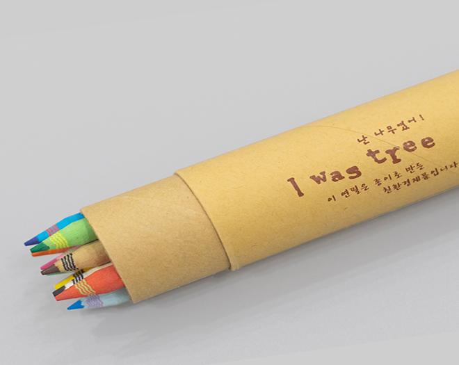 보킷 친환경문구 재생종이 색연필 10pcs (크라프트/레드)