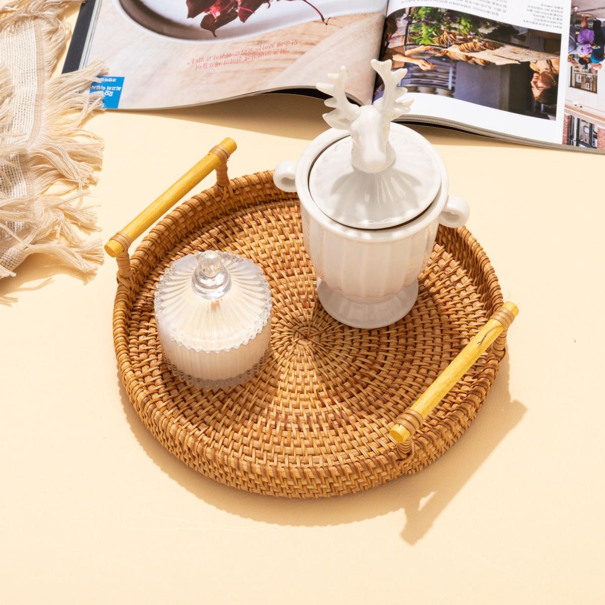 [자연상점] 동글 라탄 트레이