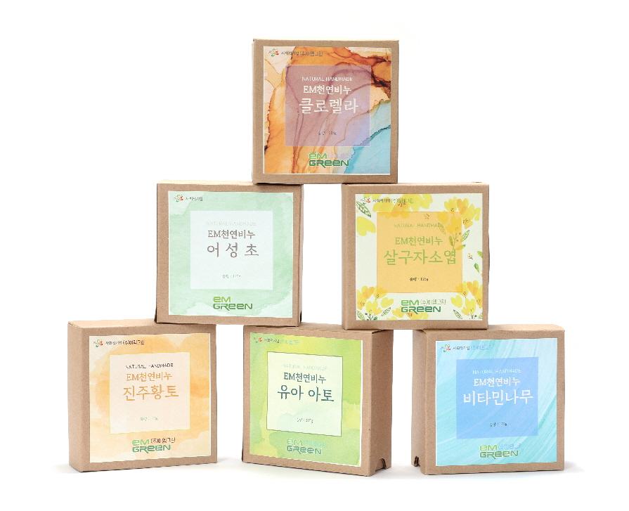 EM천연 미용비누 6종 (어성초/살구자소엽/진주황토/비타민나무/유아아토/클로렐라)