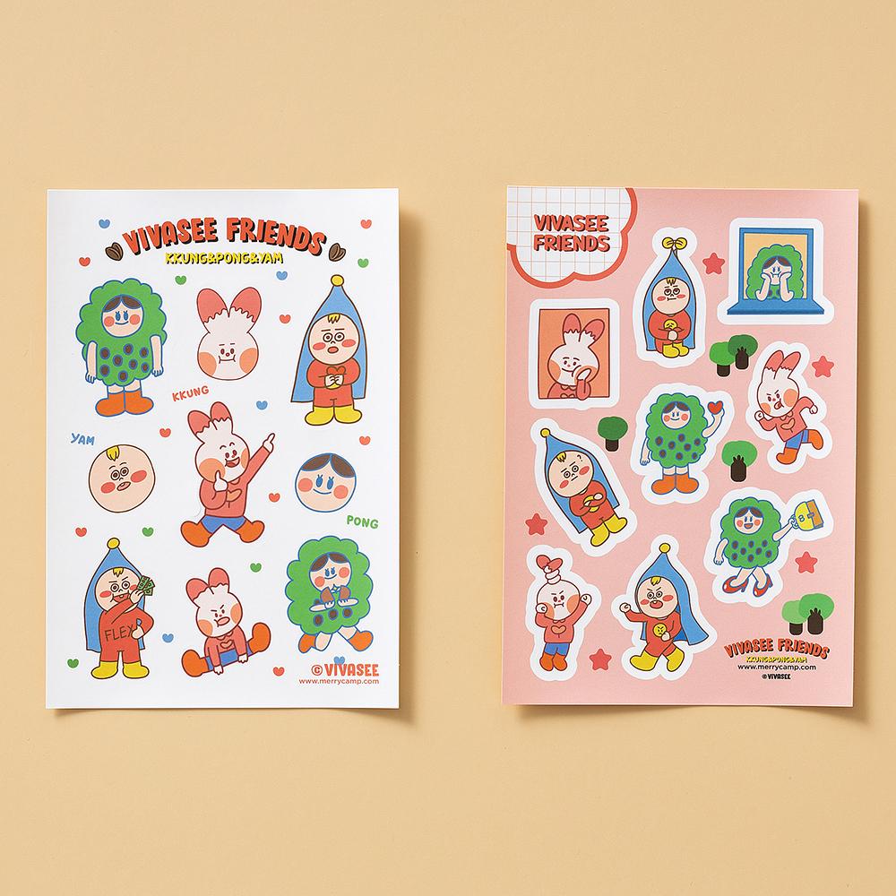 비바씨 프렌즈 리무버블 스티커 2종