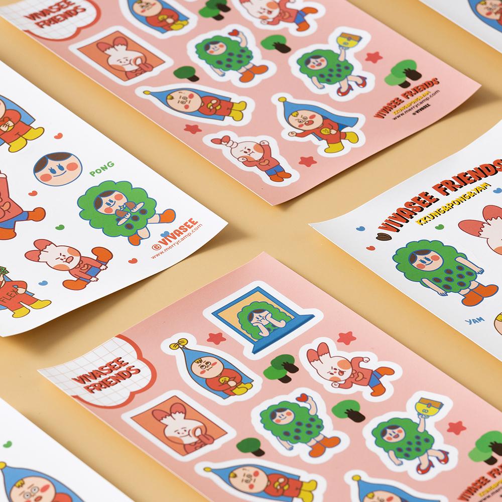 비바씨 프렌즈 리무버블 스티커 2종