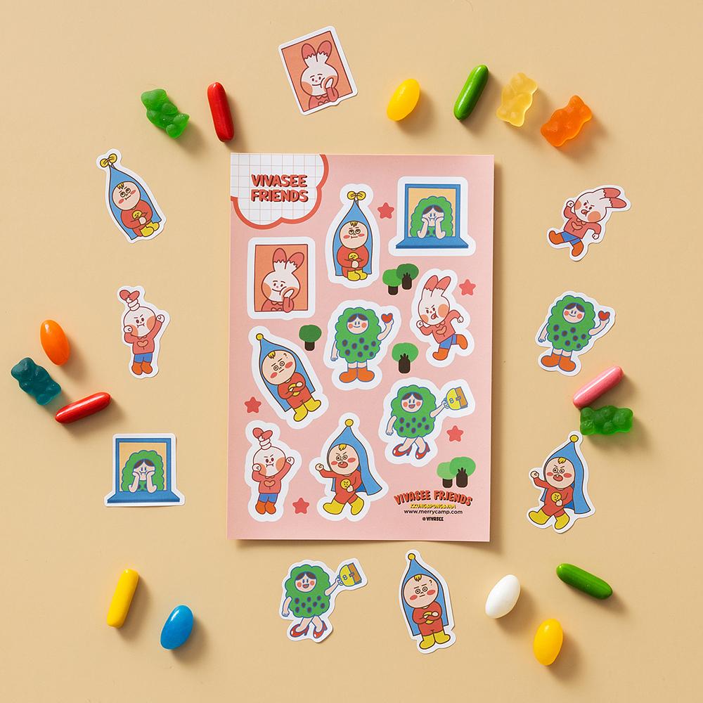 비바씨 프렌즈 리무버블 스티커 2종