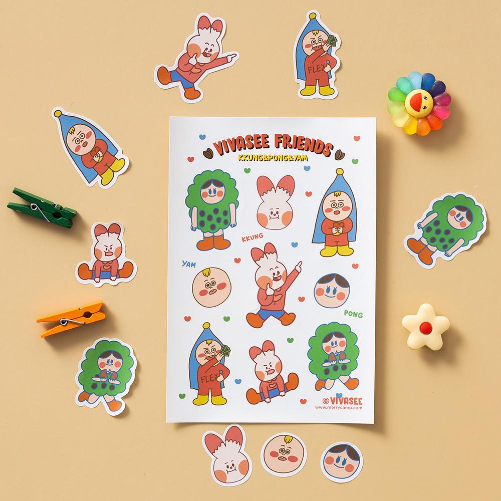 비바씨 프렌즈 리무버블 스티커 2종