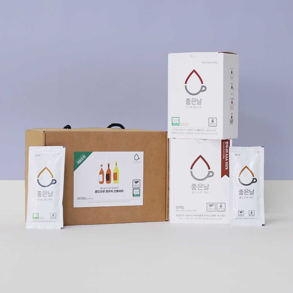좋은날 유기농/공정무역 콜드브루 커피 파우치 선물세트 40ml*24개입