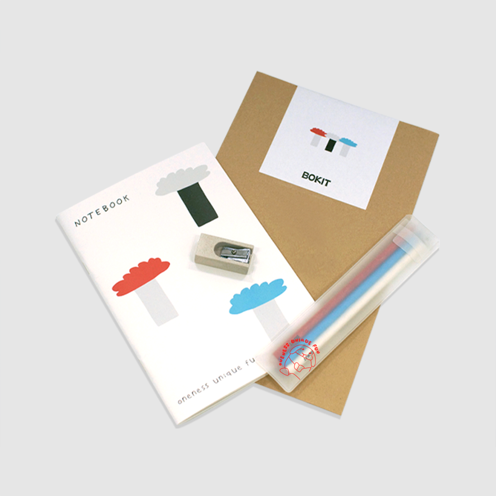 보킷 친환경 문구세트 숲 - 노트,연필깎이,색연필 3pcs