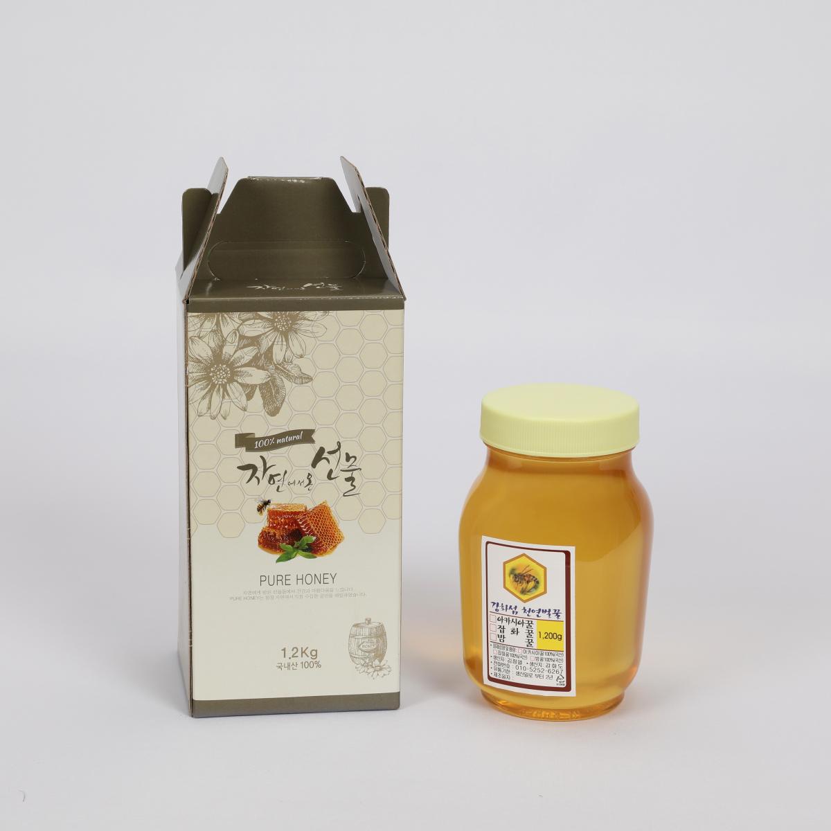 강화 천연 벌꿀 1.2kg, 2.4kg (아카시아 꿀/ 잡화 꿀)