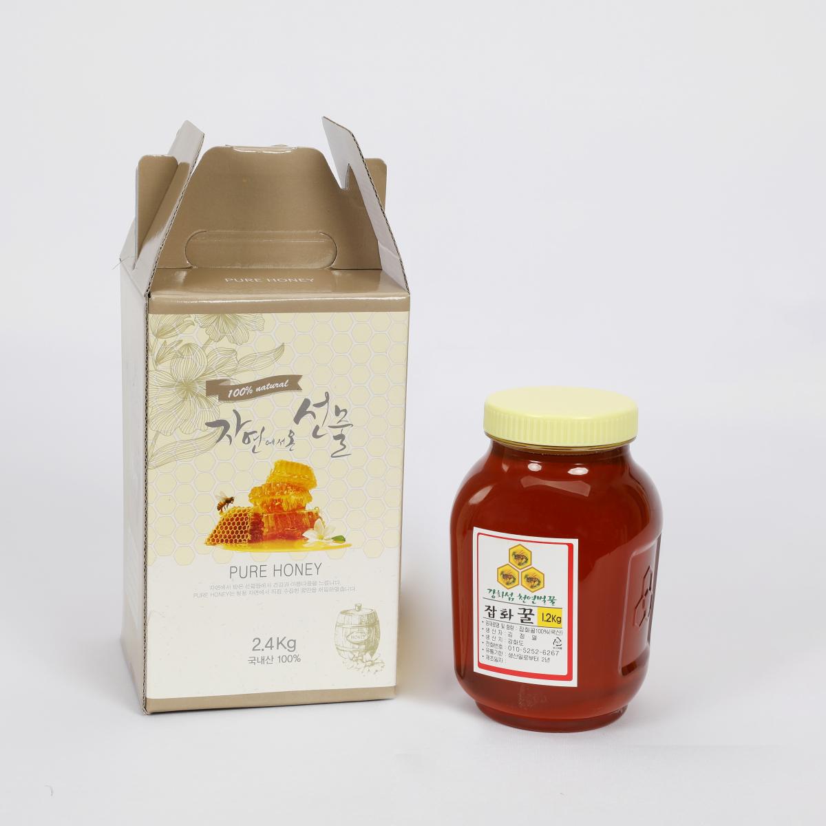 강화 천연 벌꿀 1.2kg, 2.4kg (아카시아 꿀/ 잡화 꿀)