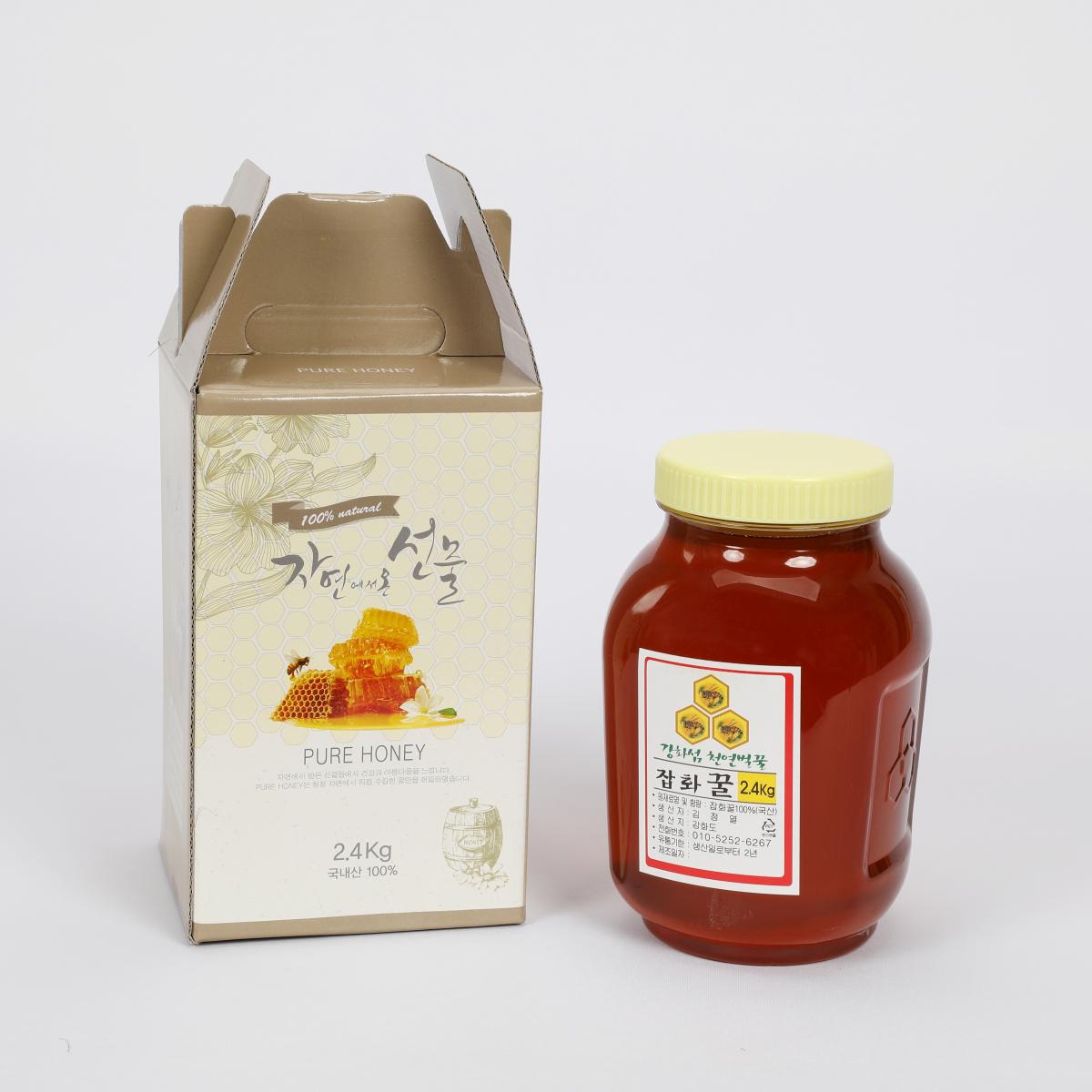 강화 천연 벌꿀 1.2kg, 2.4kg (아카시아 꿀/ 잡화 꿀)