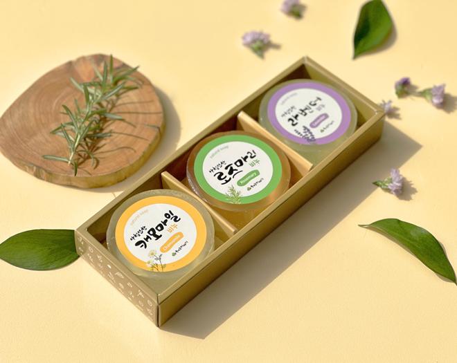 수제 허브 비누 3종 세트 답례품 캐모마일 로즈마리 라벤더-허브이야기-차세대 판로플랫폼 스토어(STORE) 36.5