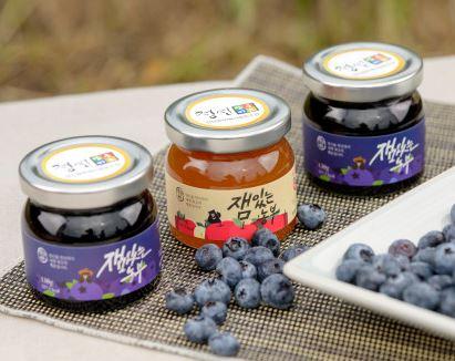 잼있는 농부 블루베리잼 사과잼 세트 (小) (130g X 3병)