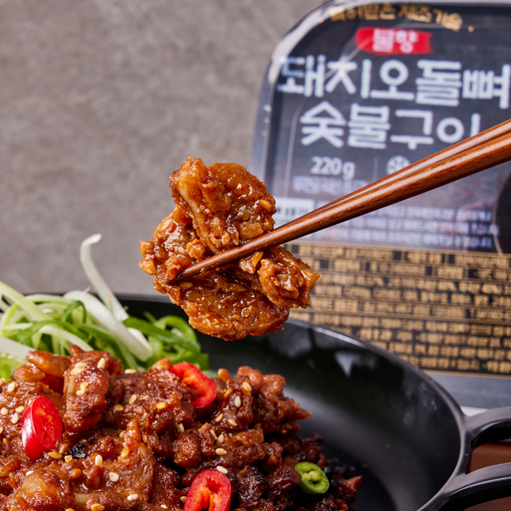 특허출원한 약선푸드 불향 돼지오돌뼈 숯불구이 220g 1팩 (매운맛, 순한맛) 옵션택1