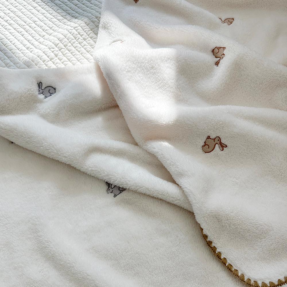 토끼 자수 극세사 밍크 담요 S,M