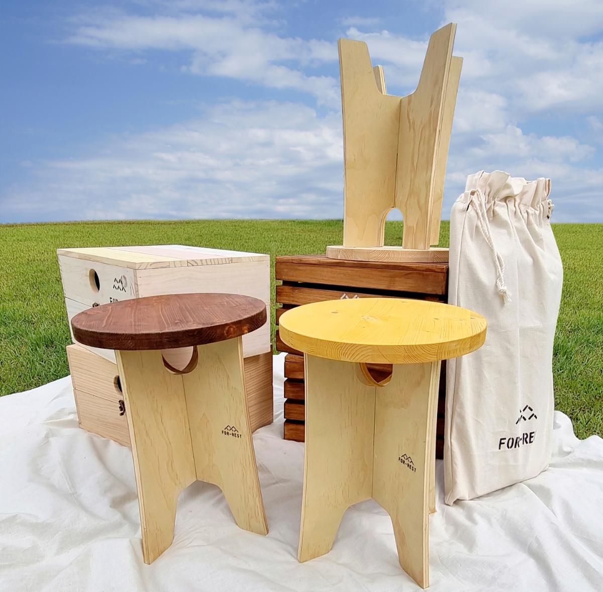포레스트 조립식 원목 캠핑의자/원목 차박의자/원목의자/원목스툴