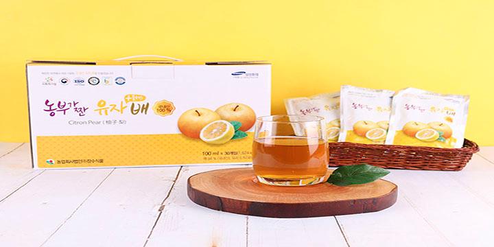 상큼한 유자와 달콤한 배의 절묘한 만남  유자 플러스 배즙 (120ml * 30포)-농업회사법인㈜장수식품-차세대 판로플랫폼 스토어(STORE) 36.5