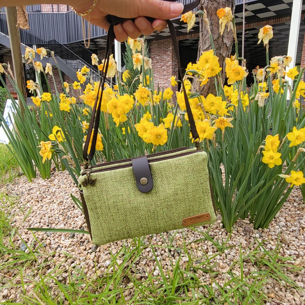 2중지퍼 무지린넨 크로스백