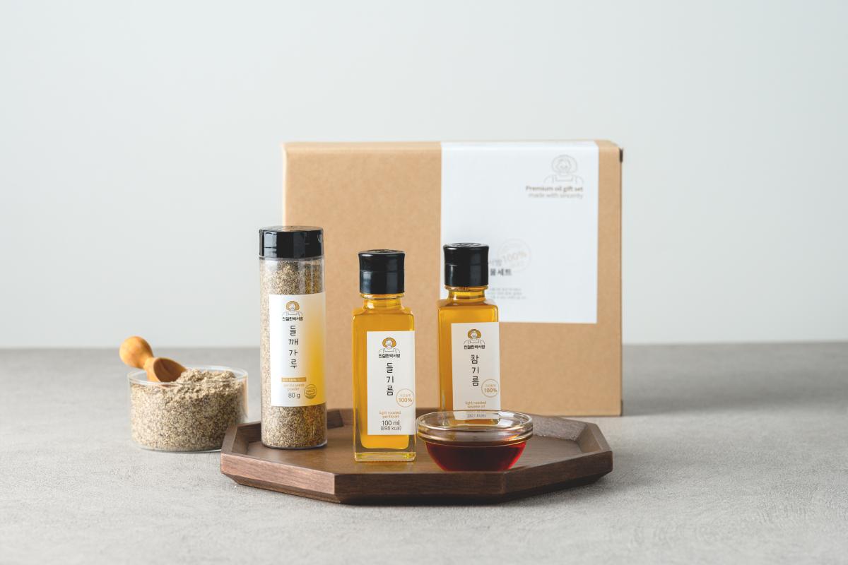 [친절한박서방] 나혼자 선물세트 - 직접 농사지은 100% 국내산 참기름,들기름 (100ml x 2병):2종세트, 2종세트+들깨가루80g : 3종세트-농업회사법인주식회사창창푸드-차세대 판로플랫폼 스토어(STORE) 36.5