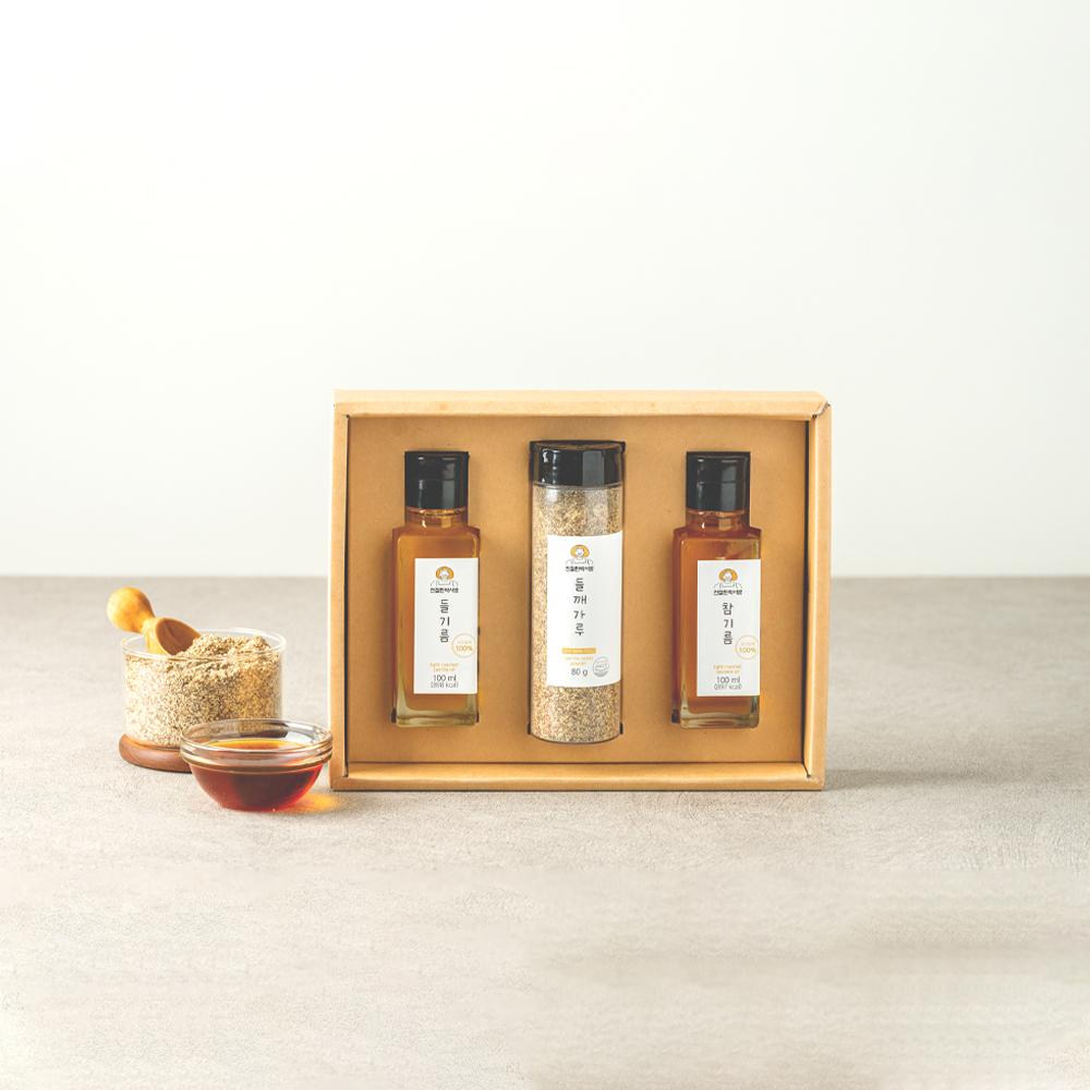 [친절한박서방] 나혼자 선물세트 - 직접 농사지은 100% 국내산 참기름,들기름 (100ml x 2병):2종세트, 2종세트+들깨가루80g : 3종세트-농업회사법인주식회사창창푸드-차세대 판로플랫폼 스토어(STORE) 36.5