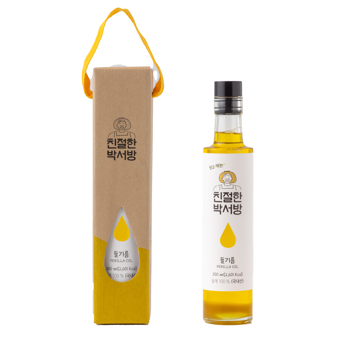 [지역상생][친절한박서방]청년농부가 직접 짠  100%  국산 들기름 300ml