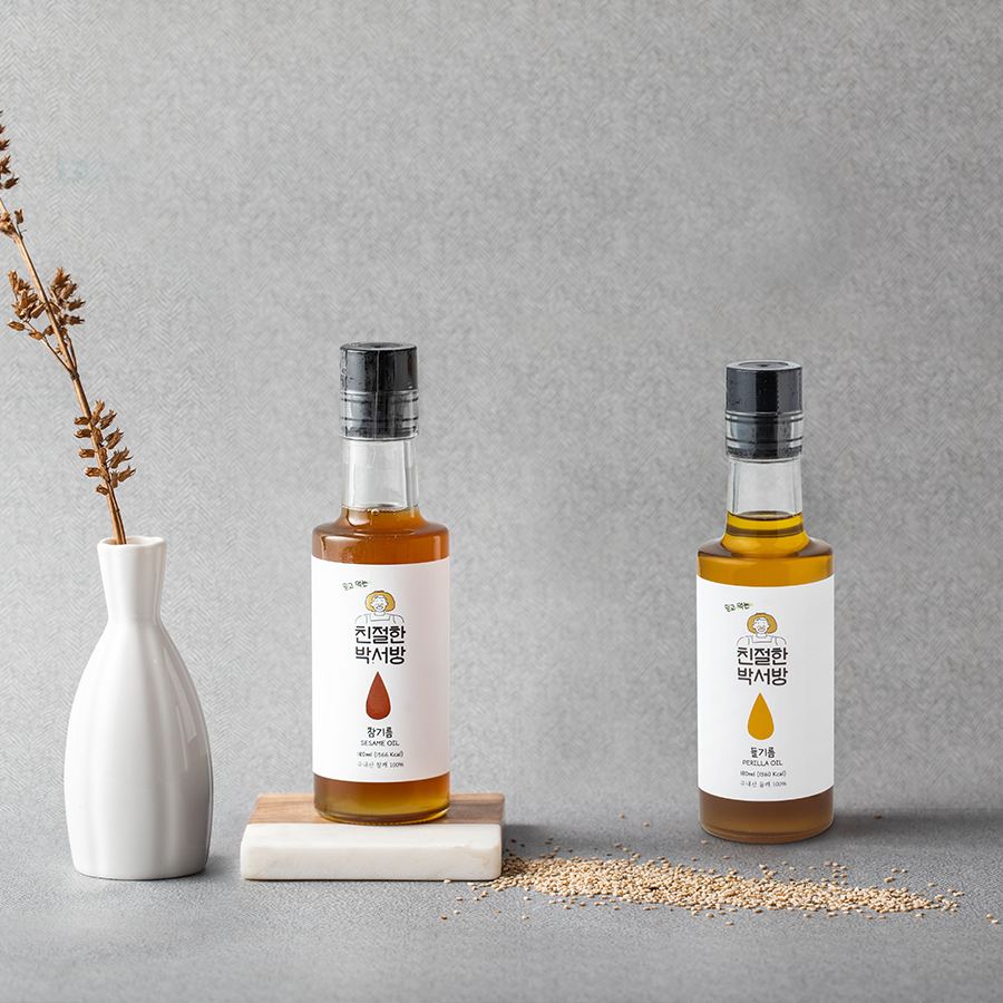 [친절한박서방]청년농부가 직접 짠  100%  국산 참기름 180ml+들기름 180ml 선물세트-농업회사법인(주)창창푸드-차세대 판로플랫폼 스토어(STORE) 36.5