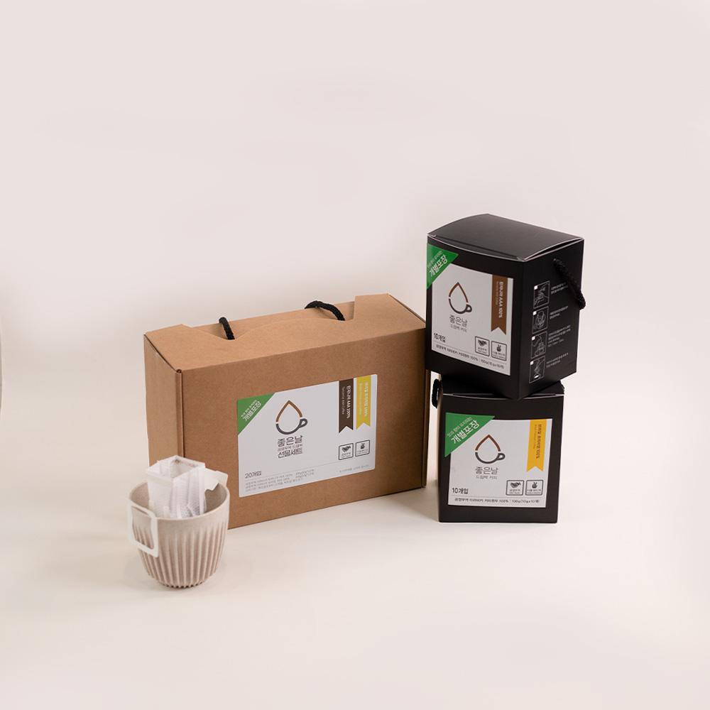 좋은날 공정무역 드립백 커피 선물세트 10g*20개입(에티오피아, 브라질, 탄자니아)-성미산 좋은날 협동조합-차세대 판로플랫폼 스토어(STORE) 36.5