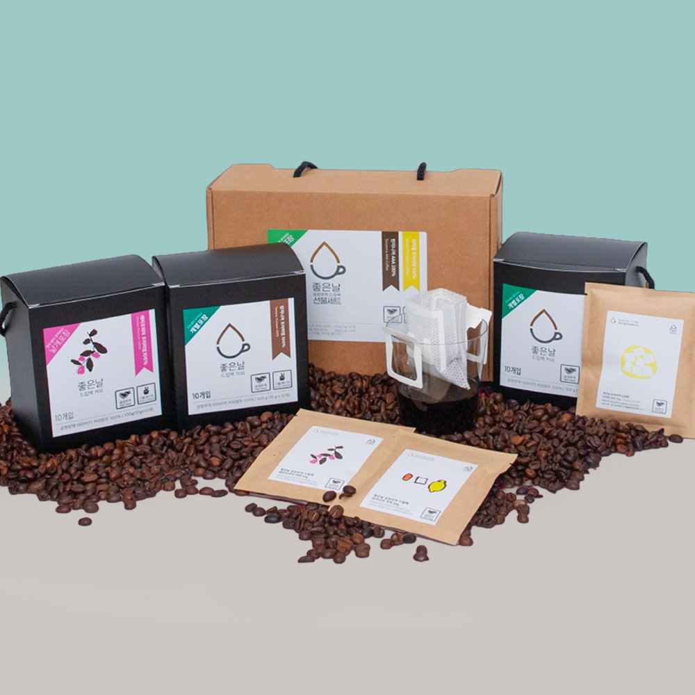 좋은날 공정무역 드립백 커피 선물세트 10g*20개입(에티오피아, 브라질, 탄자니아)
