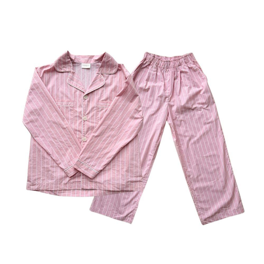 의식주의 프렌치 스트라이프 순면 긴팔 잠옷 세트