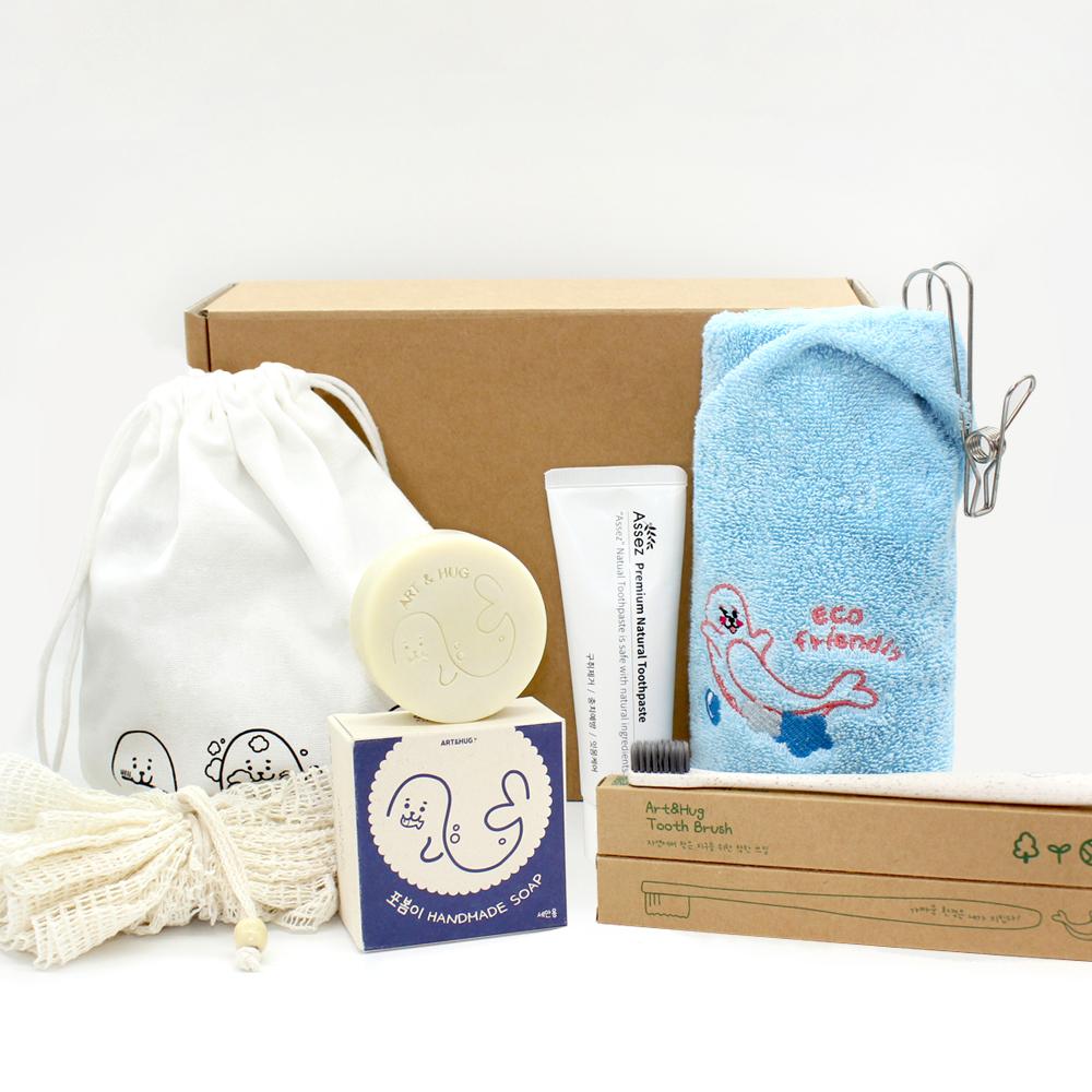 EVENT 에코실 타올 욕실 선물 세트 답례품 rPET 수건 보자기 포장