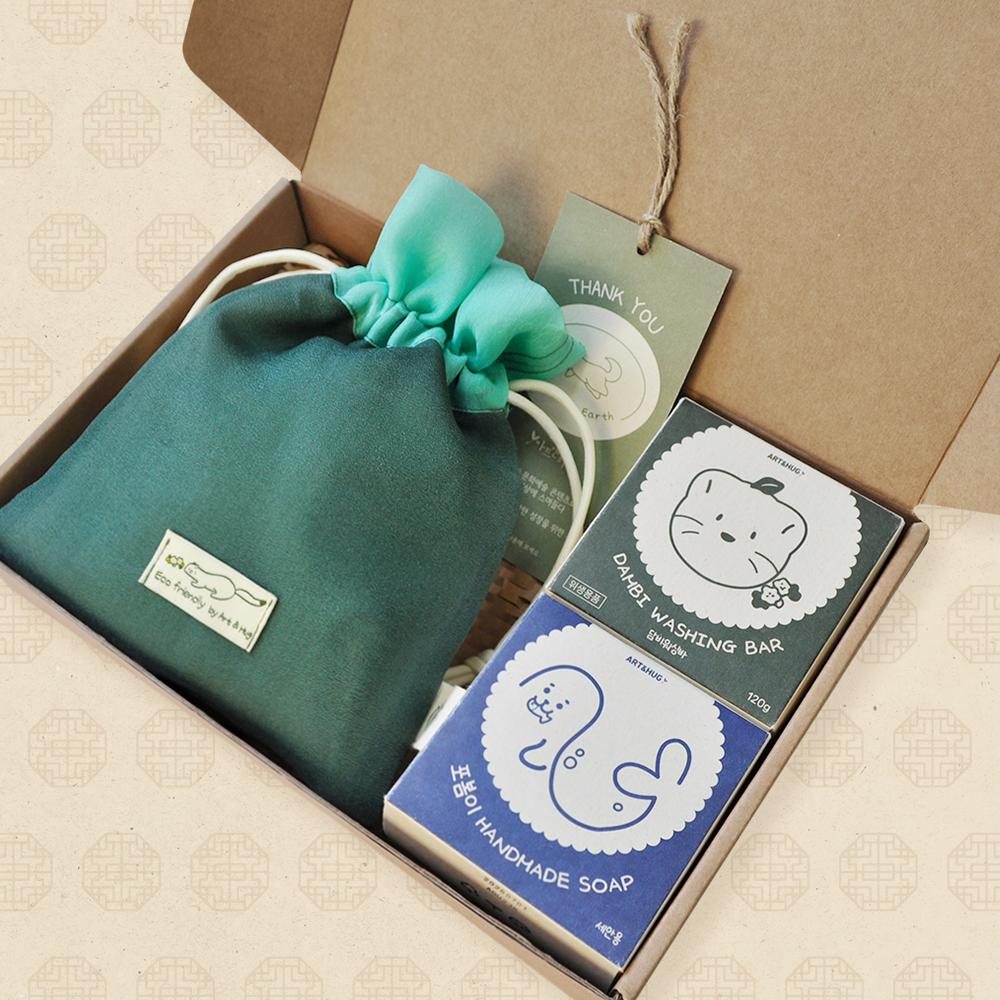 한복 복주머니 파우치 비누 2종 세트