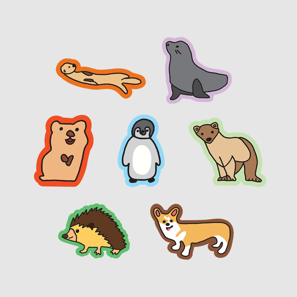 보킷 동물 스티커팩 7pcs