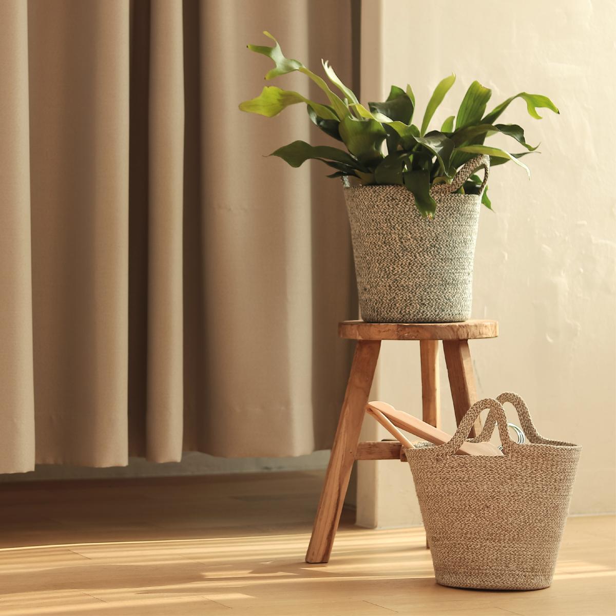 공정무역 주트 핸들 오발바스켓