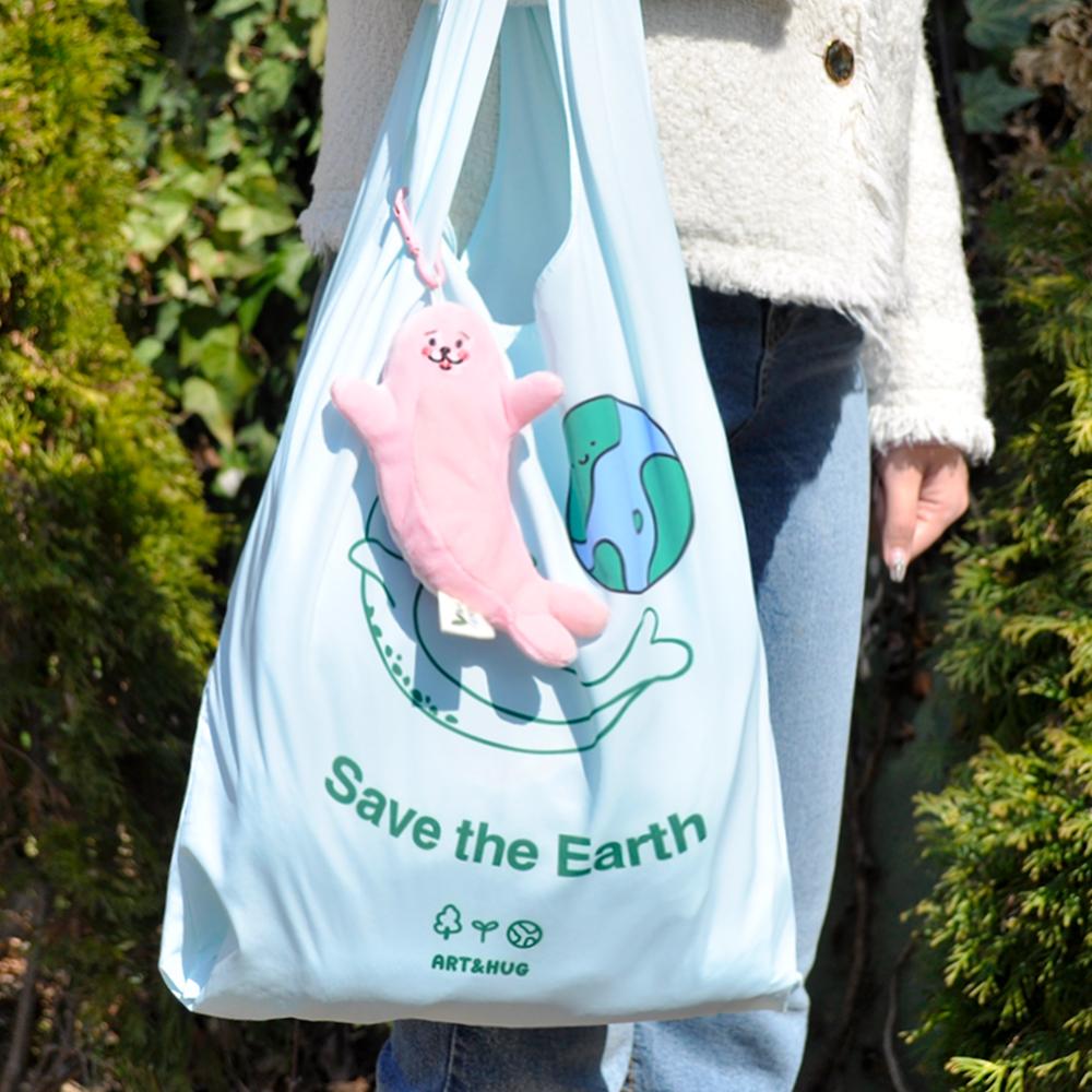 포봄이 키링 장바구니 에코백 백참 휴대용 쇼퍼백