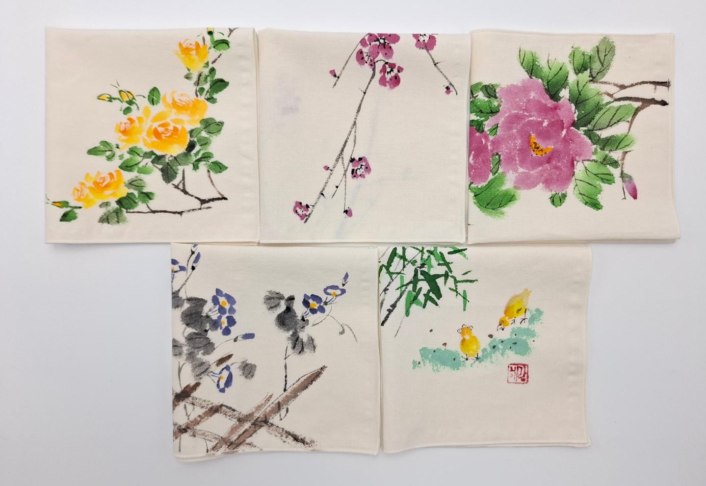 핸드메이드 문인화 손수건