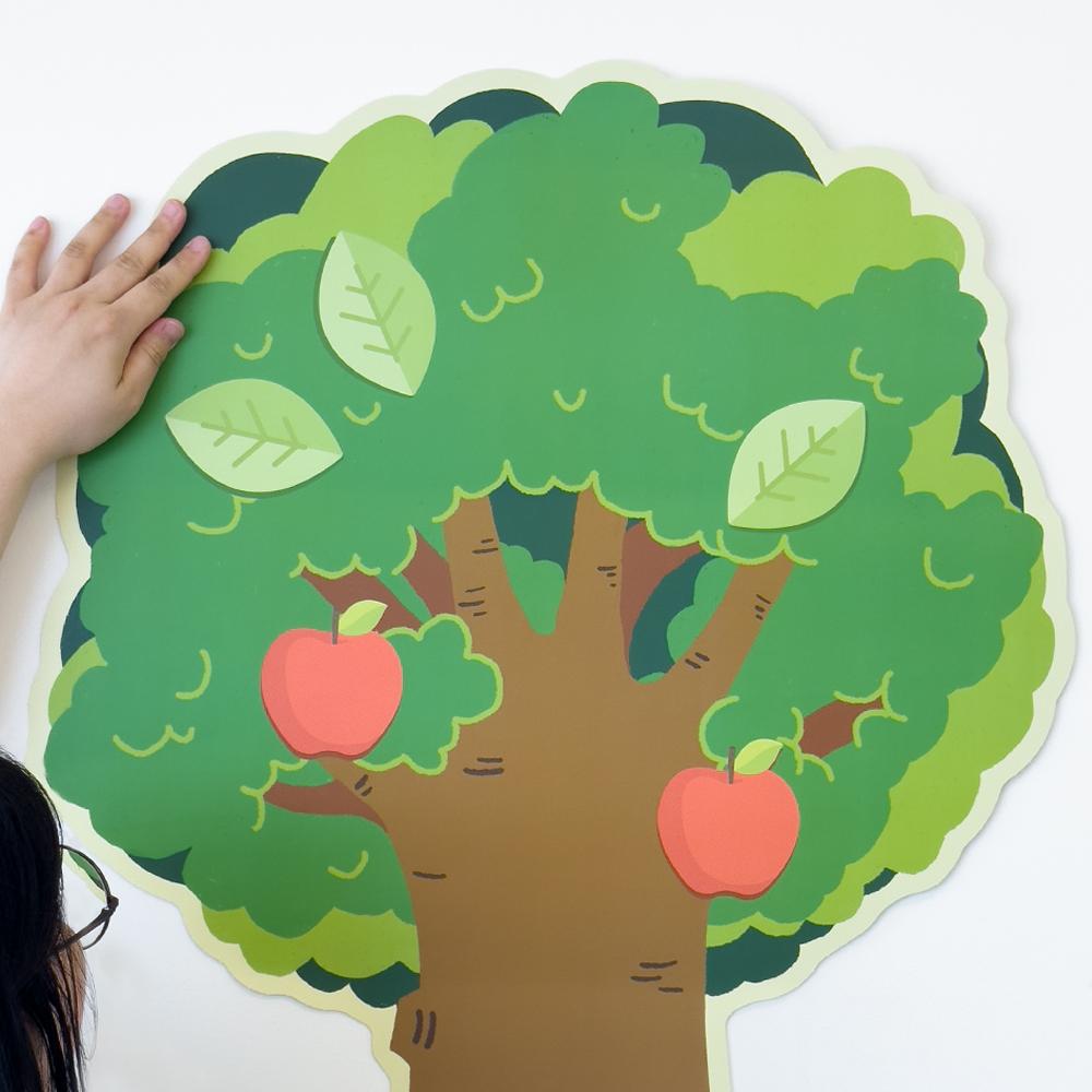에듀피스 나무포스터 재단형 5장+ 나뭇잎스티커 3개 set