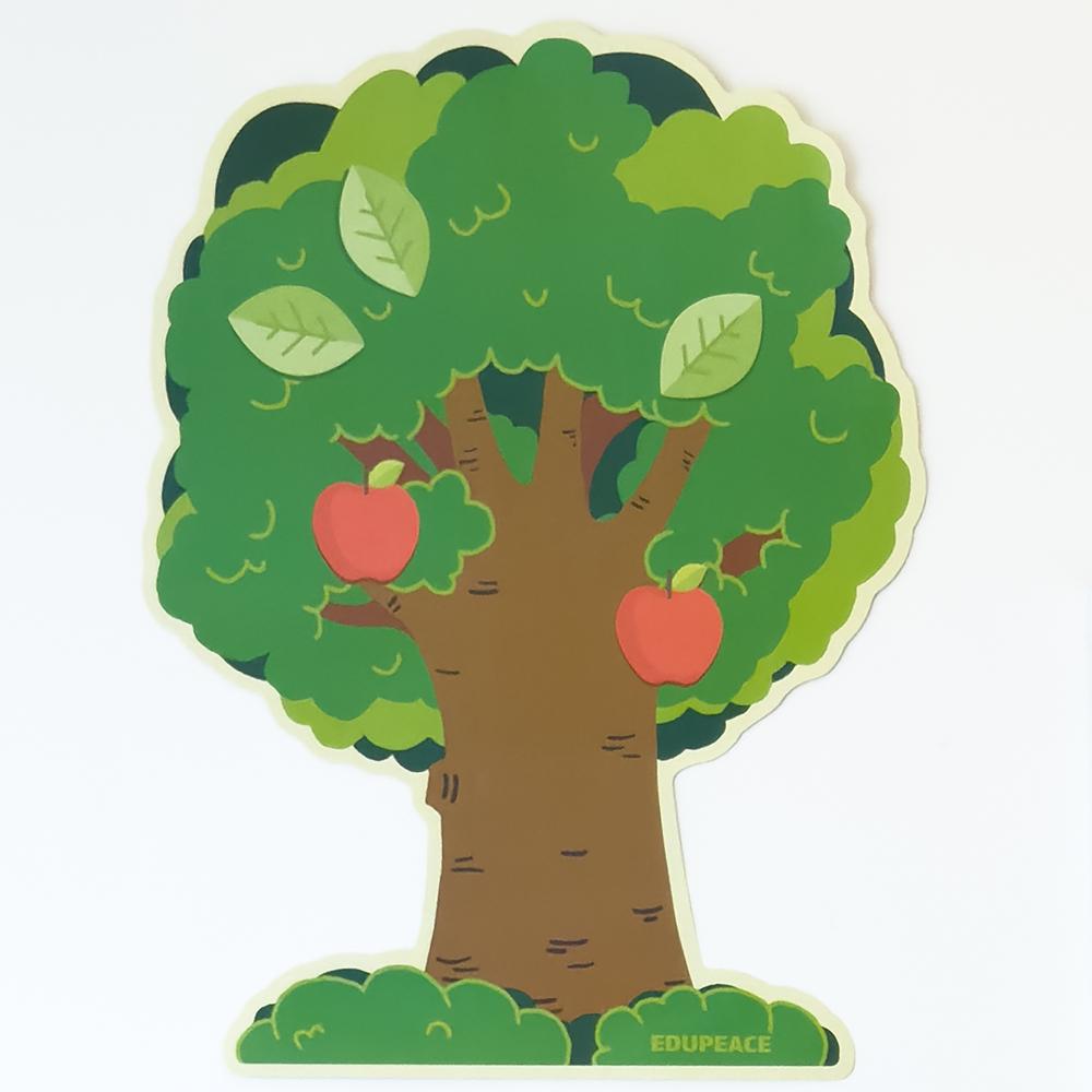 에듀피스 나무포스터 재단형 5장+ 나뭇잎스티커 3개 set