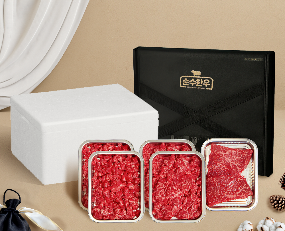 [순수한우]1+등급 순수정육세트 2호 (국거리x2+불고기x2+장조림 각200g)  총 1kg