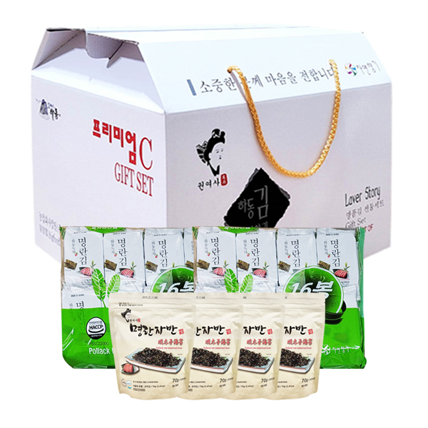 하동녹차명란김 프리미엄C 선물세트(명란김32봉+명란자반4봉)