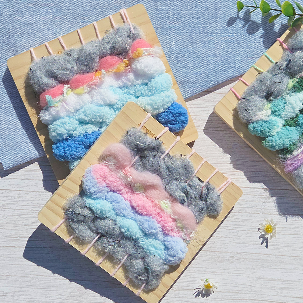 아트앤허그 청바지 업사이클링 DIY 위빙키트 털실 펠트 공예 액자 만들기 환경수업 재료