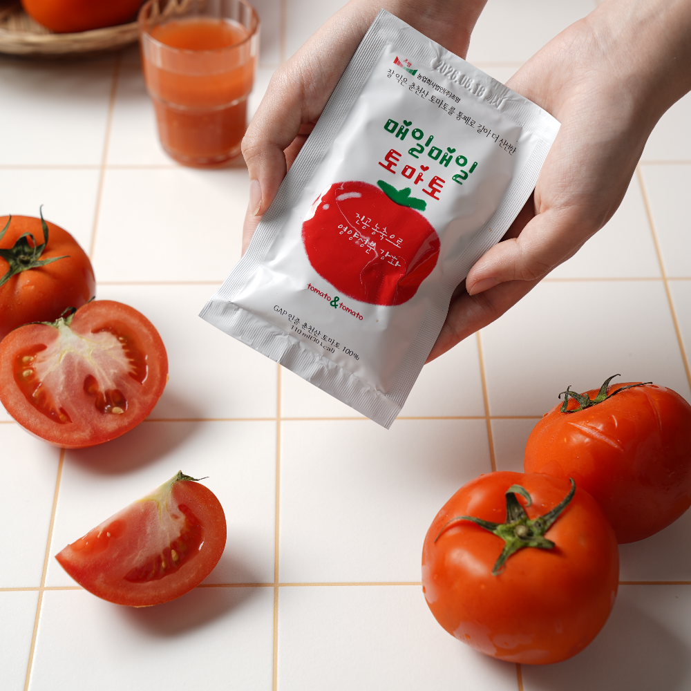 통째로 갈아만든 국내산100% 진짜 토마토즙 (110ml x 7팩)-농업회사법인 주식회사 초맘-차세대 판로플랫폼 스토어(STORE) 36.5