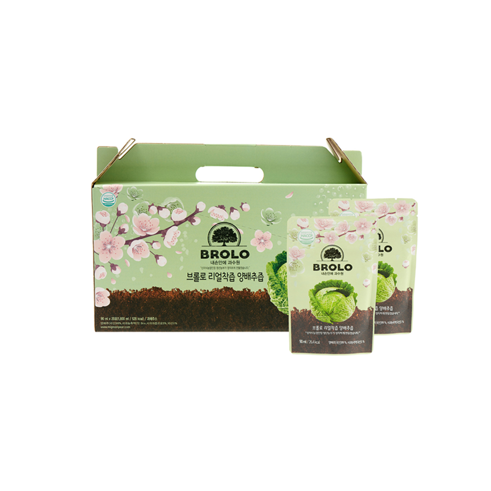 [브롤로] 리얼착즙 양배추즙 90ml 100포 스탠딩형 + 곰보배추배스틱 15포-아름답게그린배영농조합법인-차세대 판로플랫폼 스토어(STORE) 36.5