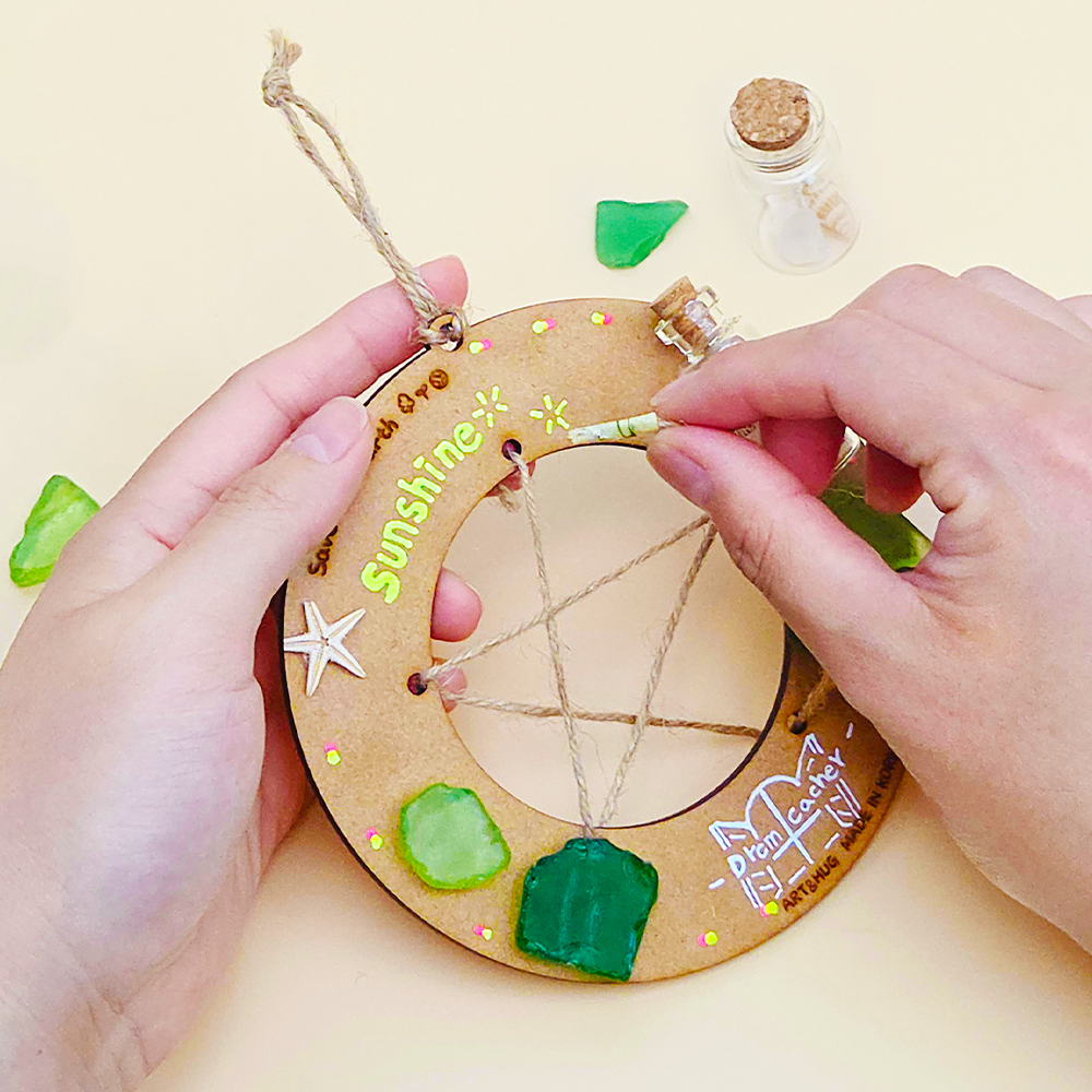 아트앤허그 소원유리병 드림캐쳐 만들기 키트 바다유리 업사이클링 DIY 모빌 인테리어 소품-주식회사 아트앤허그-차세대 판로플랫폼 가치장터